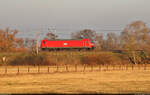 Für 145 038-6 geht es solo Richtung Merseburg Hbf. Gesehen in Reichweite der Saale bei Kollenbey (Schkopau).

🧰 DB Cargo, vermietet an die Mitteldeutsche Eisenbahn GmbH (MEG)
🕓 8.2.2023 | 15:59 Uhr