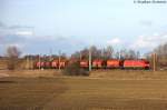 145 049-3 DB Schenker Rail Deutschland AG mit einem Kalipendelzug von Wismar nach Baalberge in Stendal(Wahrburg). 14.02.2014