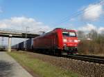 DB Schenker Rail 145 008-9 am 25.02.15 bei Ladenburg auf der KBS 650 