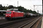 Durchfahrt am 20.06.2014 von DBSC 145 038-6  Pause  mit einem gemischten Güterzug in Neu Isenburg in Richtung Darmstadt.