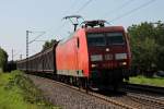 145 073-3 am 01.08.2014 mit einem Redbull-Zug (Bremerhaven Kaiserhafen - Bludenz) bei Kollmarsreute gen Süden.