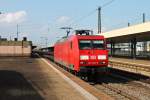 Am 04.10.2014 fuhr 145 004-8 als Lokzug aus Richtung Weil am Rhein durch Basel Bad Bf gen Muttenz.