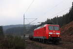 145 004-8 DB Cargo bei Steinbach im Frankenwald am 16.12.2016.