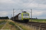 145 094-9 der Captrain mit Schiebewandwagen bei Sierße am 01.07.2016