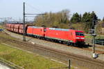 Am 10.04.2018 kamen die 145 035-2 und die 145 074-1 von DB Cargo Deutschland AG, aus Richtung Wittenberge nach Stendal ,