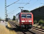 LZ kommt die 145 027-9 aus Nievenheim zurück und fährt nach Neuss in die Abstellung.