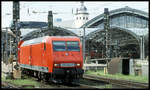 145042 fährt am 9.6.2001 um 14.20 Uhr mit dem RE 1 Dosto nach Bielefeld in Köln HBF ab.