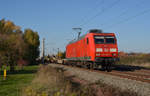 145 052 führte am 10.11.19 einen gemischten Güterzug durch Greppin Richtung Bitterfeld zum Rbf Halle(S).