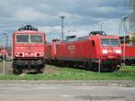145 067, 145 027 und 155 122 stehen am 08.April 2012 abgestellt im BW Leipzig-Engelsdorf.
