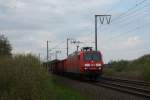 145 078-2 am 27.04.2012 mit einem Güterzug nach Osnabrück, hier bei Veenhusen.