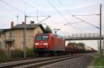 145 075-8 DB Schenker Rail Deutschland AG mit einem gemischtem Güterzug in Vietznitz, in Richtung Friesack weiter gefahren.