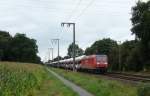 145 071-7 fuhr am 01.09.2012 mit einem Autozug von Osnabrück nach Emden, hier in Eisinghausen.
