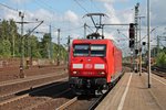 Durchfahrt von 145 012-1 am 26.05.2015 als Lokzug aus Richtung Maschen in Hamburg Harburg gen Hafen.