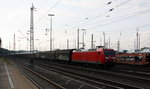 145 019-6 DB steht in Aachen-West mit einem langen gemsichten Güterzug aus Osnabrück nach Kortenberg-Goederen(B).