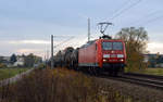 Am 06.11.16 führte 145 077 einen gemischten Güterzug durch Jeßnitz Richtung Dessau.