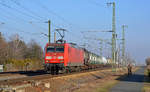 145 041 schleppte am 14.02.17 einen gemischten Güterzug aus Richtung Riesa kommend in den Rbf Engelsdorf.