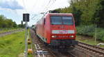 MEG - Mitteldeutsche Eisenbahn GmbH, Merseburg [D] mit  145 067-5   [NVR-Nummer: 91 80 6145 067-5 D-DB] und Zementstaubzug Richtung Rostock am 27.07.20 Bf.
