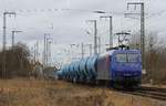 Blau vor blau - HSL Zug 95535 Lok SRI 145 087-3 und ERR / Cosun Beet von Anklam nach Stendell (PCK) Anklam am 22.01.2021