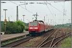 146 004 schiebt am morgen des 18.05.07 den RE2  Rhein-Haard-EXPRESS  von Münster (Westf) nach Mönchengladbach aus dem Bahnhof Haltern am See raus.