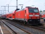 146 205-0 mit einem RegionalExpress von Stuttgart HBF im Endbahnhof Aalen.