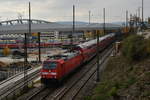 Am 3. November 2018 verlässt 146 217 mit einem IRE Ulm Rangierbahnhof nach Stuttgart. Die Fahrt über den Rangierbahnhof ist aufgrund von Bauarbeiten in Ulm Hbf nötig.