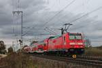 Nachschuss auf 146 206, als diese am 28.10.2017 ihren RE (Basel Bad Bf - Offenburg) bei Müllheim (Baden) in Richtung Buggingen schob.