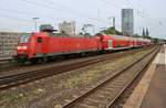 146 002 hat am Morgen des 28.05.2019 mit dem RE1 (RE10173)  Nordrhein-Westfalen-Express  von Geilenkirchen den Bahnhof Köln Messe/Deutz erreicht.