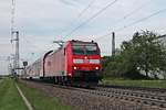 Durchfahrt am Nachmittag des 25.04.2019 von der Dortmunder 146 122-7, welche an das BW Freiburg (Breisgau) ausgeliehen war, mit ihrer RB (Offenburg - Basel Bad Bf) durch den Haltepunkt von Auggen in Richtung Schweizer Grenze.