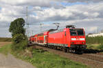 146 005 mit einem über die Güterumgehung umgeleiteten RE9 nach Siegen bei Porz Wahn am 21.09.2022