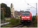 146 227 erreicht mit RB 19169 Mosbach Neckarelz - Ulm Hbf den Bahnhof Bad Friedrichshall- Kochendorf. Im Hintergrund der Schacht Knig Wilhelm II. 02.09.07