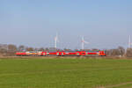 DB Regio mit einem Gebraucht Dosto Wagenpark und der 146 267-0 zwischen Diepholz und Lemförde nach Osnabrück. 22.3.26