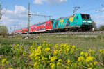 146 247 mit einem RE 2 am 17.04.26 bei Feldmoching.