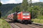 Am 110.07.2026 schob 146 225-8 ihre S1 nach Mei�en Triebischtal aus dem Bahnhof Stadt Wehlen.