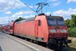 146 014 der S-Bahn Dresden S1 am 07.08.2026 im Bahnhof von Bad Schandau nach Mei�en