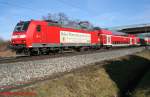 DB 146 114-4 mit RE31017 Offenburg-Basel am 10.02.2008 in Offenburg-Hiboltsweier.