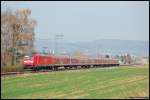 146 207 befrdert am 18.04.08 RE 19462 von Aalen nach Stuttgart Hbf, aufgenommen an der Remsbahn (KBS 786) bei Aalen-Essingen.