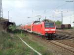 146 007-0 mit RE2 nach Mnchengladbach Hbf durchfhrt den Bf Recklinghausen Sd. 25.4.08