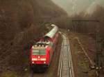 146 214-2 mit RE nach Mosbach-Neckarelz kurz vor Geislingen(Steige). 22.12.08