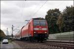 146 004 (9180 6 146 004-7 D-DB) verlsst mit dem RE2 (RE 10215)  Rhein-HAARD-Express  den Bahnhof Haltern am See.