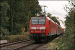 146 008 (9180 6 146 008-8 D-DB) schiebt den RE2 (RE 10226)  Rhein-HAARD-Express  unweit von Haltern am See in Richtung Sden.