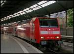 146 026 mit dem RE10135 abfahrbereit in Aachen Hbf 8.5.2009