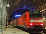 146 118 wartet am Abend des 15.8.2009 in Frankfurt Hbf auf die Abfahrt nach Worms Hbf