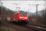 146 245 (9180 6145 245-6 D-DB) hat soeben den Bahnhof von Laufach durchfahren und ist in Richtung Aschaffenburg unterwegs.