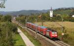 RE 26510 (Basel Bad Bf-Offenburg) mit Schublok 146 112-8 bei Denzlingen 25.9.11