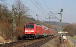 146 207-3 mit dem RE 4929 (Wrzburg Hbf-Stuttgart Hbf) an der St Grnbach 25.3.12