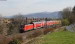 146 115-1 mit dem RE 26513 (Offfenburg-Basel Bad Bf) bei Freiburg 2.4.12