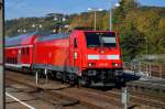 An Gleis 2 in Neckarelz steht die 146 201 mit einer RB nach Ulm. 19.10.2013