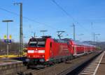 DB: RE Offenburg-Basel Bad BF mit der BR 146 113-6 (mit einer Werbeaufschrift für das Baden-Würtemberg-Ticket) bei der Einfahrt in den Bahnhof Weil am Rhein am 31. Dezember 2013.
Foto: Walter Ruetsch 