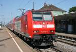 146 110 mit RE 5171 (Offenburg–Basel) am 20.08.2009 in Mllheim (Baden)