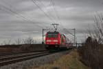 Am 03.01.2014 bespannte die Freiburger 146 230-8  Radolsfzell  die RB 26562 (Neuenburg (Baden) - Karlsruhe Hbf), als sie nördlich von Müllheim (Baden) gen Freiburg fuhr.